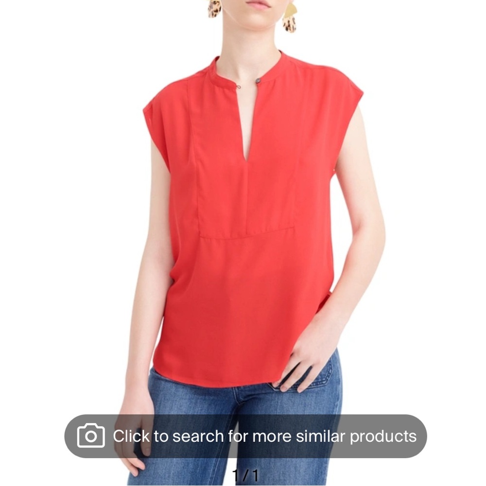 JCREW Drapey Cap Sleeve Red Blouse